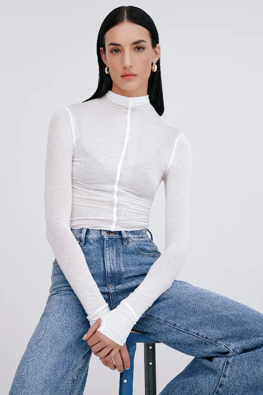 Casual Fashion Women's Stylish Vacation Attire Casual Fashion Alicia Sheer Turtleneck