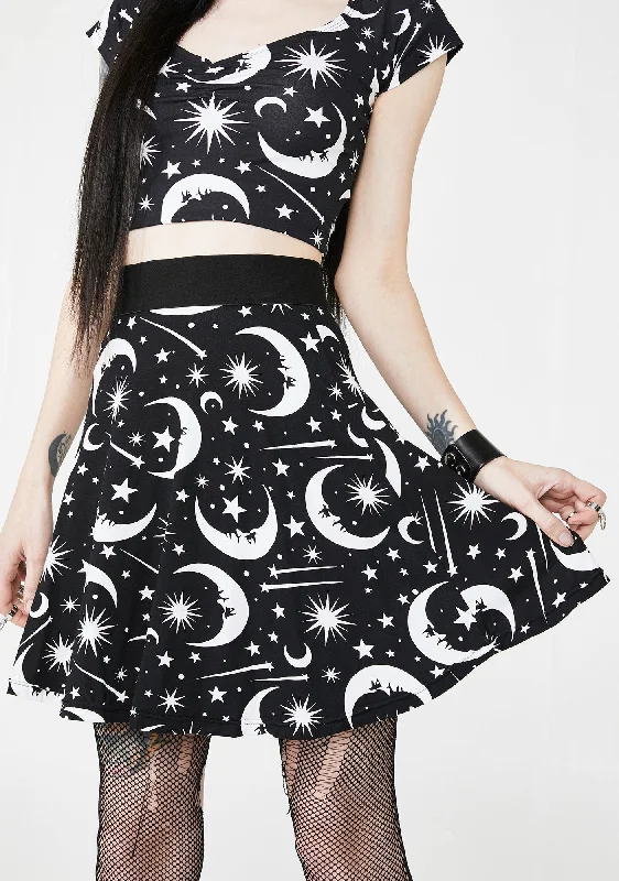 Women's Comfy Loungewear Outfit Chic & Modern Sales Under The Stars Skater Skirt