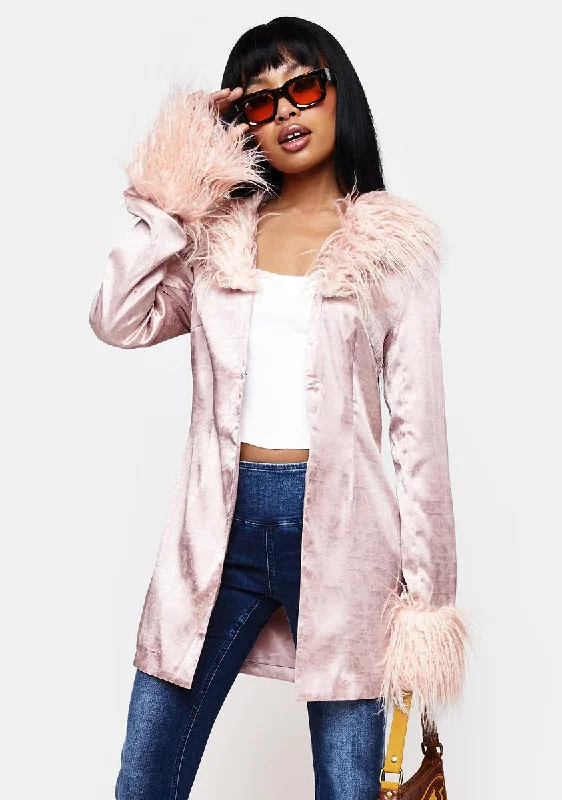 Women's Stylish Professional Apparel Hot Deals Blush Marla Satin Jacquard Jacket