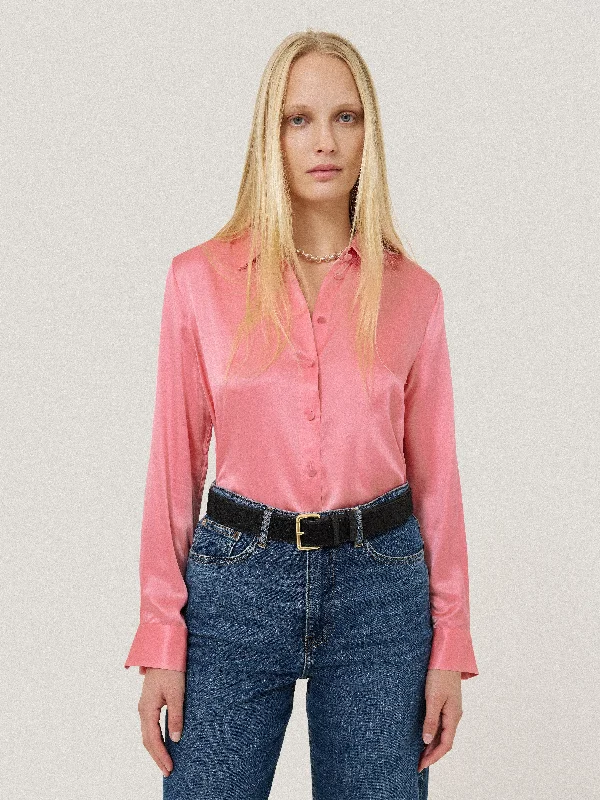 The Good Stuff Women's Apparel The Good Stuff Silk Satin Blend Shirt | Pink