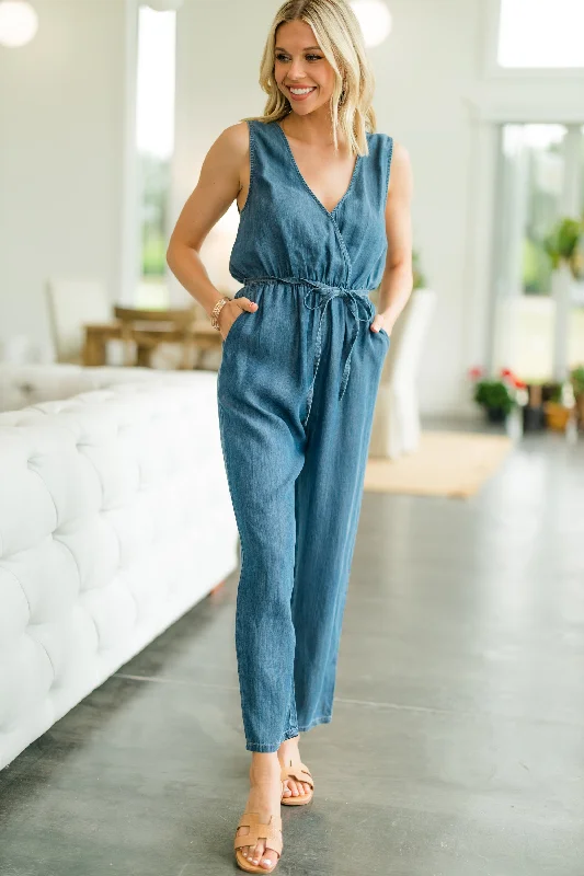 Women's Professional Apparel Shop Sale Items Think It Through Blue Chambray Jumpsuit Women's Professional Apparel Shop Sale Items Think It Through Blue Chambray Jumpsuit