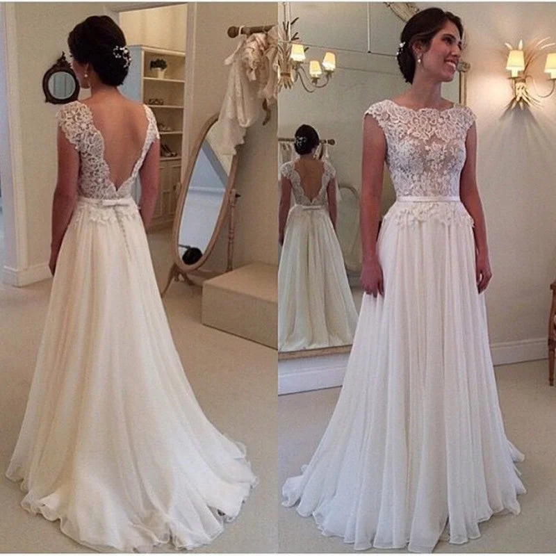 Women's Seasonal Wardrobe Clothing Day-To-Night Styles Glamorous Chiffon and Lace Appliques Cap Sleeves Beach Wedding Dresses Travel Boho Bridal Gowns,Vestido De Novias Women's Seasonal Wardrobe Clothing Day-To-Night Styles Glamorous Chiffon and Lace Appliques Cap Sleeves Beach Wedding Dresses Travel Boho Bridal Gowns,Vestido De Novias