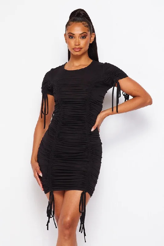 Women's Outfit For The Office Cozy Comfort Style Sale Take Your Time Drawstring Ruched Mini Dress Women's Outfit For The Office Cozy Comfort Style Sale Take Your Time Drawstring Ruched Mini Dress
