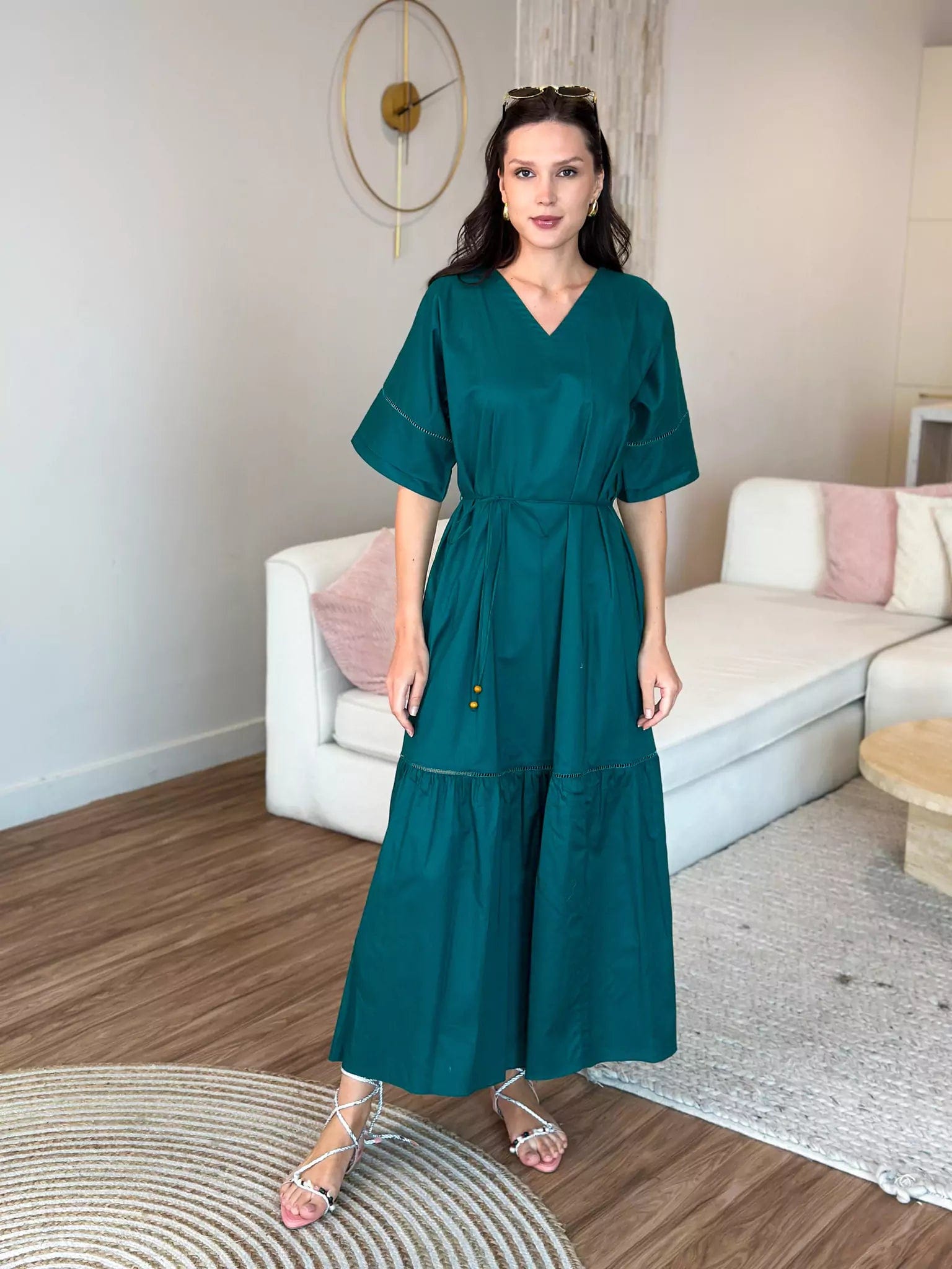 Women's High-Fashion Apparel Fashion Sale Okra Cotton Long Dress