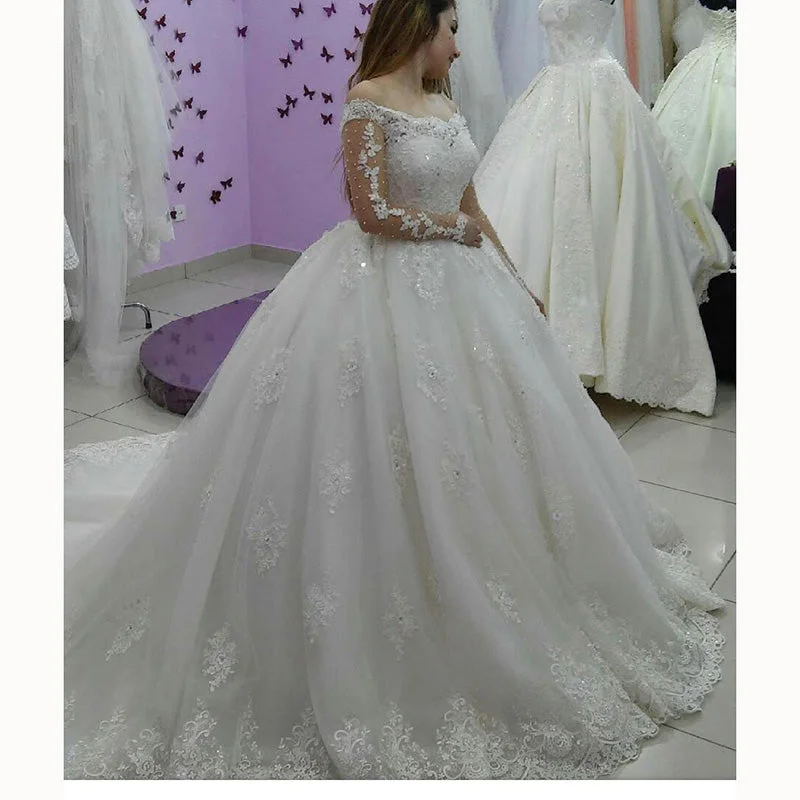 Women's Comfortable Apparel Budget Saver Romance Off the Shoulder Long Sleeves Lace Bridal Dresses vestido de casamento Wedding Gown Ball Gown WD5601 Women's Comfortable Apparel Budget Saver Romance Off the Shoulder Long Sleeves Lace Bridal Dresses vestido de casamento Wedding Gown Ball Gown WD5601