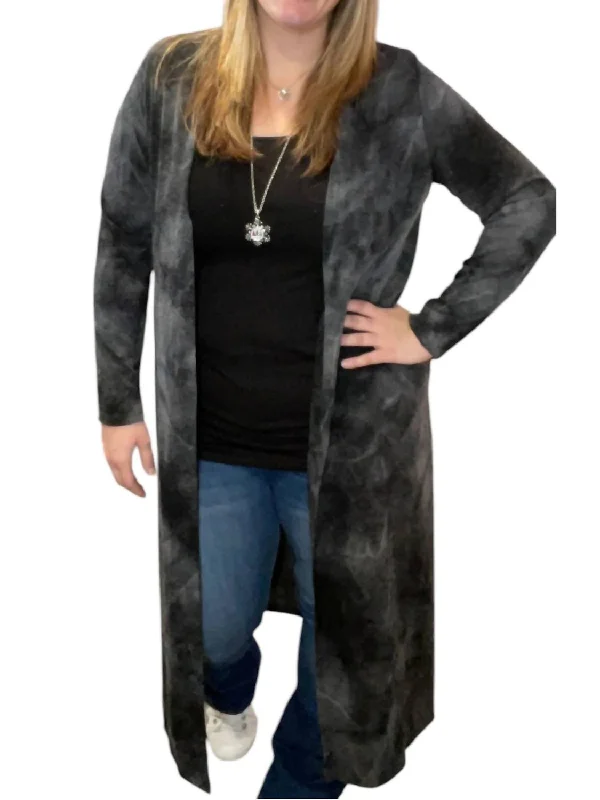 Women's Holiday Clothes Best Deals Of The Season Tie Dye Duster In Charcoal