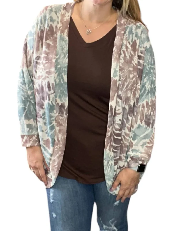 Sustainable Women's Apparel New Season Fashion Preview Sale Tie Dye Dolman Cardigan In Mauve