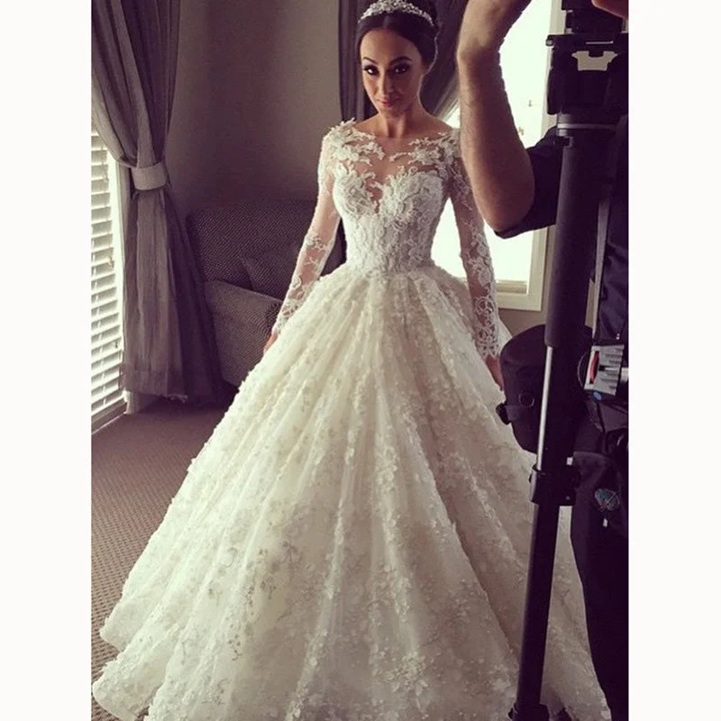 Fashionable Women's Casual Apparel Fast Fashion Favorites Luxury Ball Gown Lace Long Sleeves Wedding Dresses vestido de boda princesa 2018 Bridal Dress Fashionable Women's Casual Apparel Fast Fashion Favorites Luxury Ball Gown Lace Long Sleeves Wedding Dresses vestido de boda princesa 2018 Bridal Dress