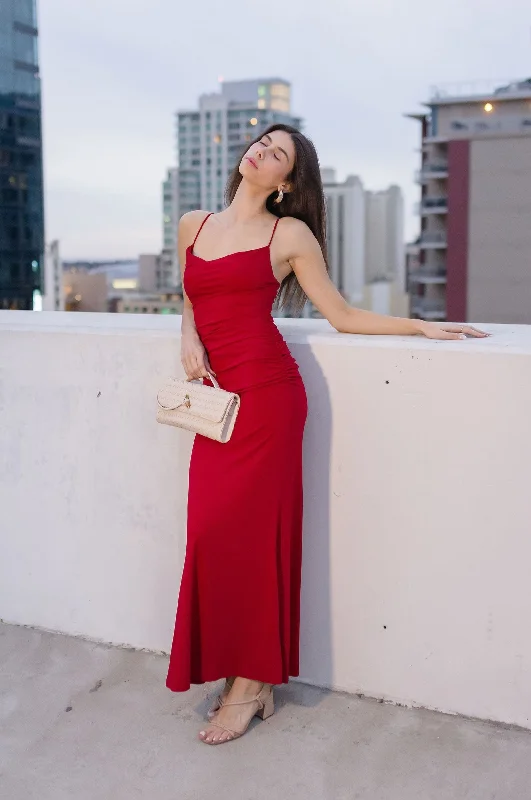 Stylish Women's Garments Smart Casual Deals Chelsea Sleeveless Cowl Neck Ruched Maxi Dress Red Stylish Women's Garments Smart Casual Deals Chelsea Sleeveless Cowl Neck Ruched Maxi Dress Red