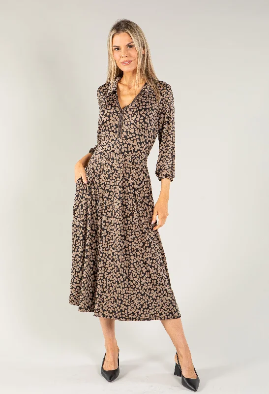 Women's Travel Attire New Styles Just In Iris Print Midi Dress