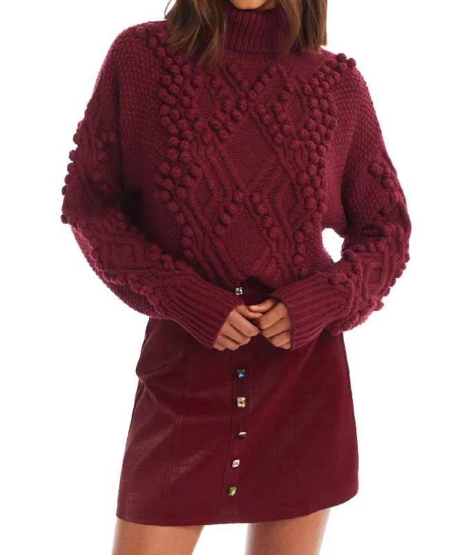 Women's Functional Outfit For Outdoor Activities Trend Leading Collection Daphne Turtleneck Sweater In Merlot