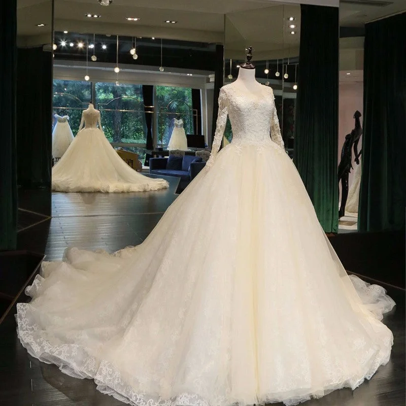 Women's Evening Apparel Fast Fashion Favorites Siaoryne WD0912 Long Sleeves a Line Lace Luxury Vintage Court Train Wedding Dresses Women's Evening Apparel Fast Fashion Favorites Siaoryne WD0912 Long Sleeves a Line Lace Luxury Vintage Court Train Wedding Dresses