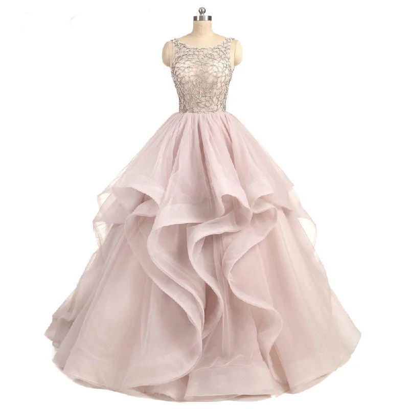 Women's Clothing For Outdoor Activities New Season Fashion Preview Siaoryne Gorgeous Scoop Neck Beaing Tiered Organza Ball Gown Wedding Dress Custom made Women's Clothing For Outdoor Activities New Season Fashion Preview Siaoryne Gorgeous Scoop Neck Beaing Tiered Organza Ball Gown Wedding Dress Custom made