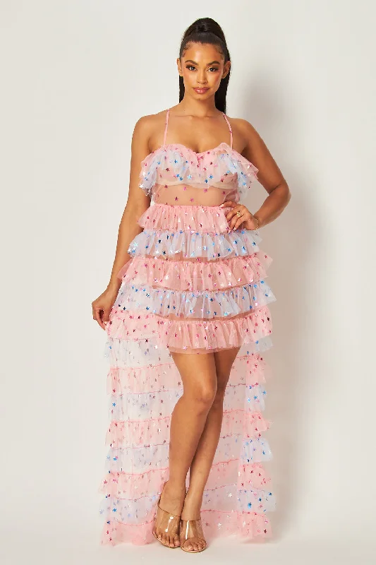 Women's Clothes For Outdoor Events Seasonal Fashion Miss Independent Tiered Tulle Metallic Star Dress Women's Clothes For Outdoor Events Seasonal Fashion Miss Independent Tiered Tulle Metallic Star Dress