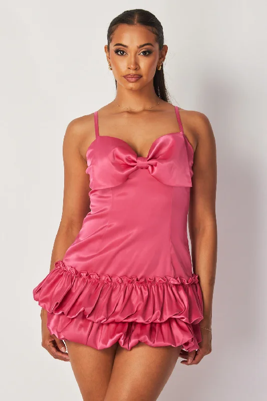 Modern Women's Attire Limited Time Offers Tatianna Satin Bow Detail Bubble Cami Mini Dress Modern Women's Attire Limited Time Offers Tatianna Satin Bow Detail Bubble Cami Mini Dress