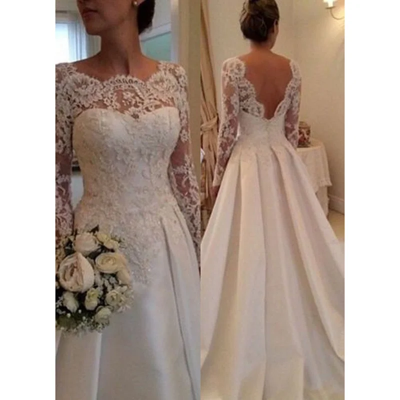 Women's Elegant Clothing Sets Trendy Women'S Wear Collection Siaoryne A Line Long Sleeves Wedding Dress Lace 2017 Backless Bridal Dresses for Bride Vestido De Noiva Women's Elegant Clothing Sets Trendy Women'S Wear Collection Siaoryne A Line Long Sleeves Wedding Dress Lace 2017 Backless Bridal Dresses for Bride Vestido De Noiva