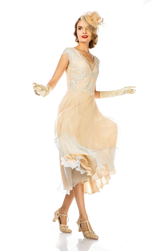 Women's Holiday Clothing Summer Deals Ayla 1920s Style Wedding Dress in Nude Mint by Nataya