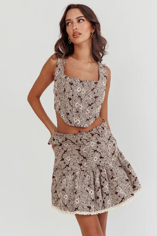 Affordable Women's Clothing Seasonal Clearance Southern Belles Corset Top Floral Brown Affordable Women's Clothing Seasonal Clearance Southern Belles Corset Top Floral Brown