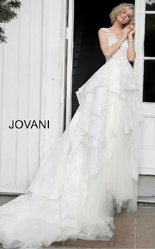 Stylish Outerwear Clothes For Women Casual Yet Chic Sales Jovani 68165 Long Floral Embroidered Wedding Dress JB