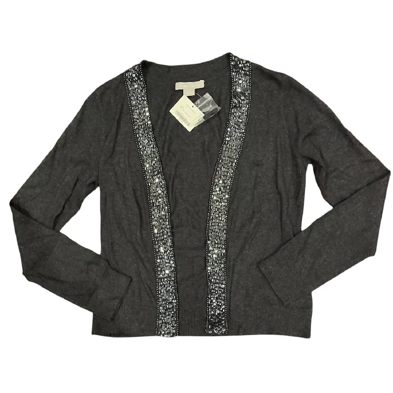 Women's Luxury Attire Special Offer For You Women's Beaded Trim Cashmere Cardigan In Grey Women's Luxury Attire Special Offer For You Women's Beaded Trim Cashmere Cardigan In Grey