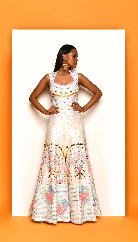 Women's Vacation Garments Sporty Fashion Offers FROM THE HEART - IVORY EMBELLISHED JUMPSUIT