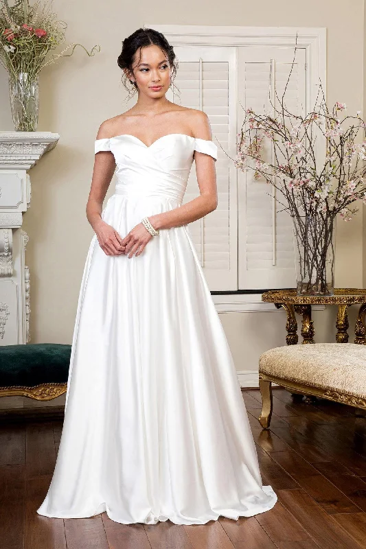 Women's Transitional Attire Chic Styles Ivory L Long Off Shoulder A Line Wedding Gown Sale