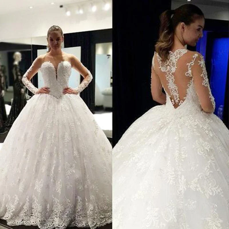 Sustainable Women's Apparel Flash Sales Vintage Wedding Gowns Lace Bridal Dress Long Sleeved Plus Size Custom Made Gown for Birde Sustainable Women's Apparel Flash Sales Vintage Wedding Gowns Lace Bridal Dress Long Sleeved Plus Size Custom Made Gown for Birde