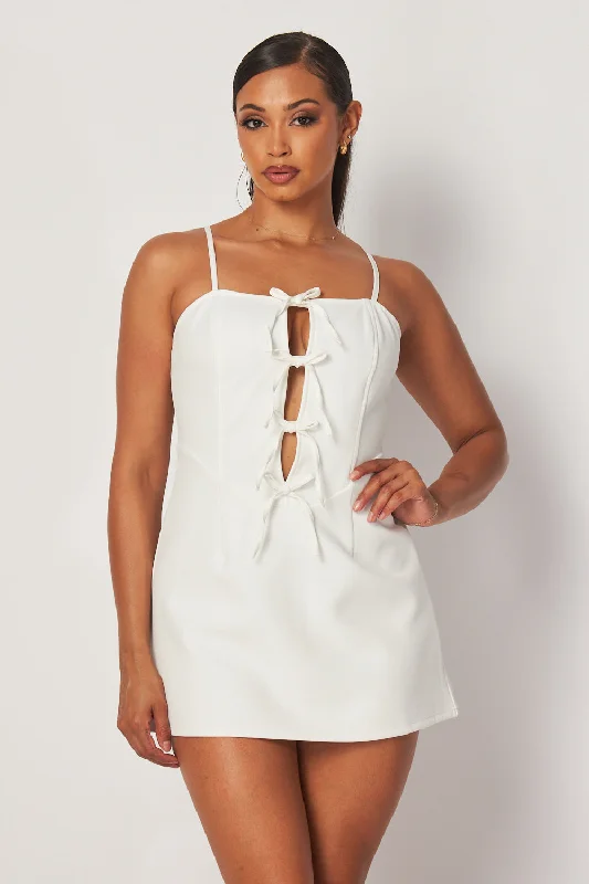 Women's Trendy Activewear Apparel Fashion Frontiers Darian Bow Detail Keyhole Mini Dress Women's Trendy Activewear Apparel Fashion Frontiers Darian Bow Detail Keyhole Mini Dress