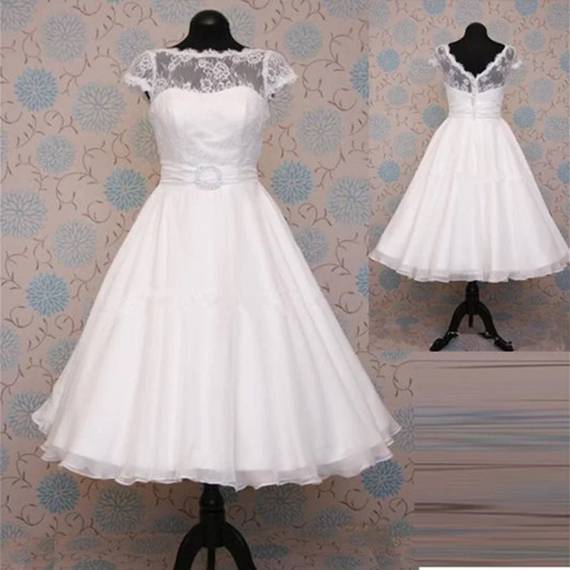 Women's Floral Print Outfit Timeless Style Promotions WD9870 Cap Sleeves Lace A Line Short Wedding Dress Bridal Gown Women's Floral Print Outfit Timeless Style Promotions WD9870 Cap Sleeves Lace A Line Short Wedding Dress Bridal Gown