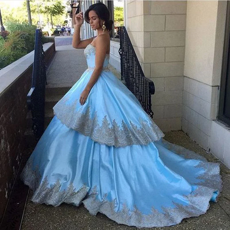 Timeless Women's Outfit Stylish Deals WD894 Sweetheart Ball Gown Satin Gold Appliqued Lace Wedding Dress Princess Blue Bridal dress Timeless Women's Outfit Stylish Deals WD894 Sweetheart Ball Gown Satin Gold Appliqued Lace Wedding Dress Princess Blue Bridal dress