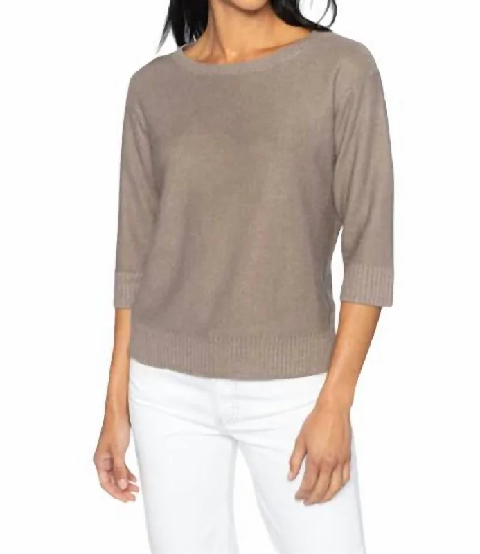 Fashionable Women's Casual Apparel Flash Sale Fever Textured Easy Pullover Sweater In Cafe