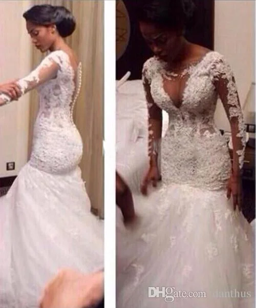 Stylish Women's Outerwear Apparel Must Haves Siaoryne WD007 Sexy Mermaid Wedding Dress Lace Plus Size Long Sleeves See Through Bridal Dress Stylish Women's Outerwear Apparel Must Haves Siaoryne WD007 Sexy Mermaid Wedding Dress Lace Plus Size Long Sleeves See Through Bridal Dress