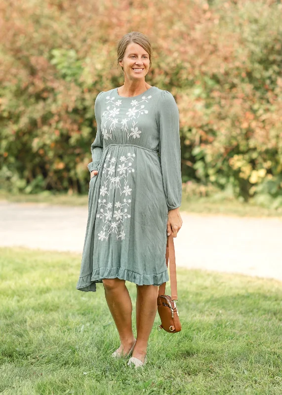 Comfortable Garments For Women Discount Extravaganza Embroidered Round Neck Long Sleeve Midi Dress - FINAL SALE Comfortable Garments For Women Discount Extravaganza Embroidered Round Neck Long Sleeve Midi Dress - FINAL SALE