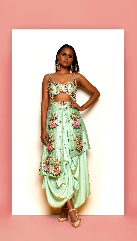 Women's Clothes And Apparel Limited Time Offers BUGGERED - MINT EMBELLISHED DHOTI JUMPSUIT Women's Clothes And Apparel Limited Time Offers BUGGERED - MINT EMBELLISHED DHOTI JUMPSUIT