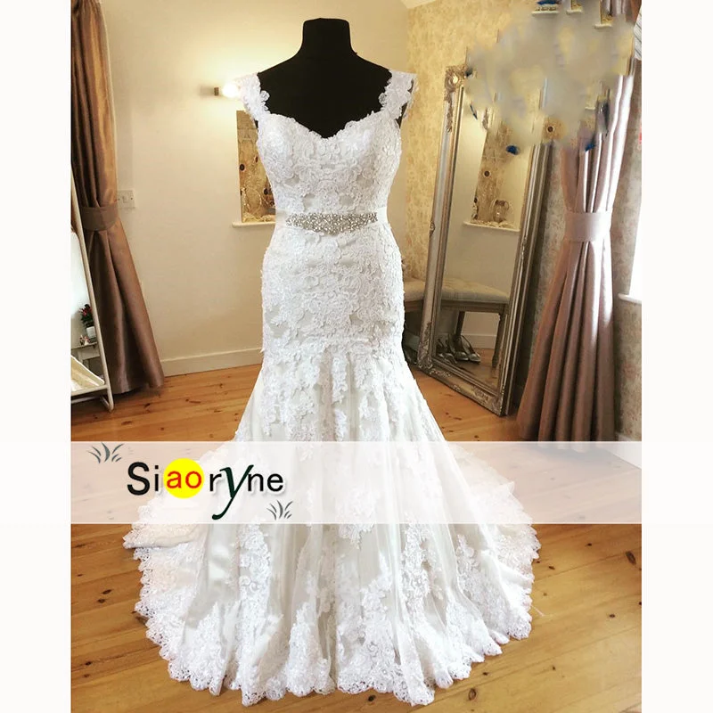 Fashion-Forward Women's Clothing Special Offer WD2558 Classic Cap Sleeves Mermaid lace Wedding Dress with Crystal Belt 2018 Bridal Gown Robe De Mariee Fashion-Forward Women's Clothing Special Offer WD2558 Classic Cap Sleeves Mermaid lace Wedding Dress with Crystal Belt 2018 Bridal Gown Robe De Mariee