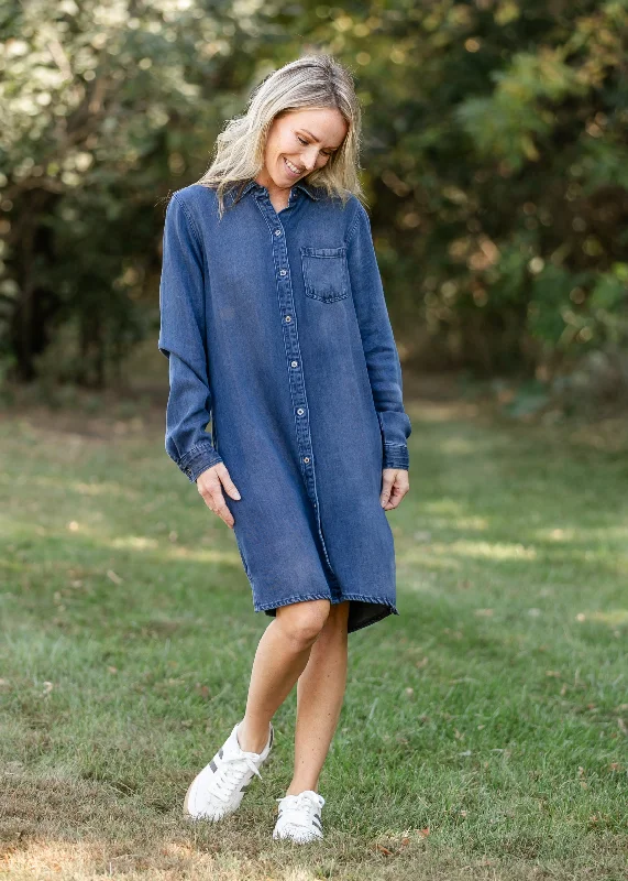 Women's Classic Outfit Feminine Style Promotions Ramona Denim Long Sleeve Midi Dress - FINAL SALE Women's Classic Outfit Feminine Style Promotions Ramona Denim Long Sleeve Midi Dress - FINAL SALE