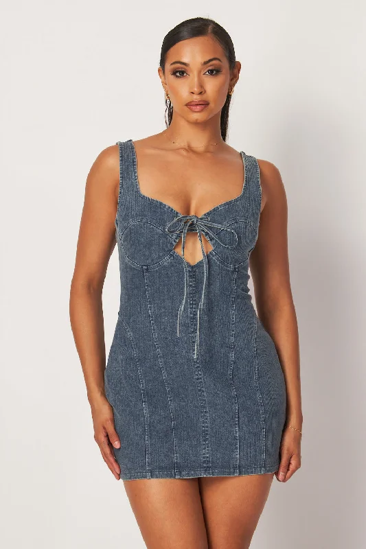Women's Athletic Apparel Clearance Sale, All Cheap Zaria Keyhole Bow Denim Jean Mini Dress Women's Athletic Apparel Clearance Sale, All Cheap Zaria Keyhole Bow Denim Jean Mini Dress