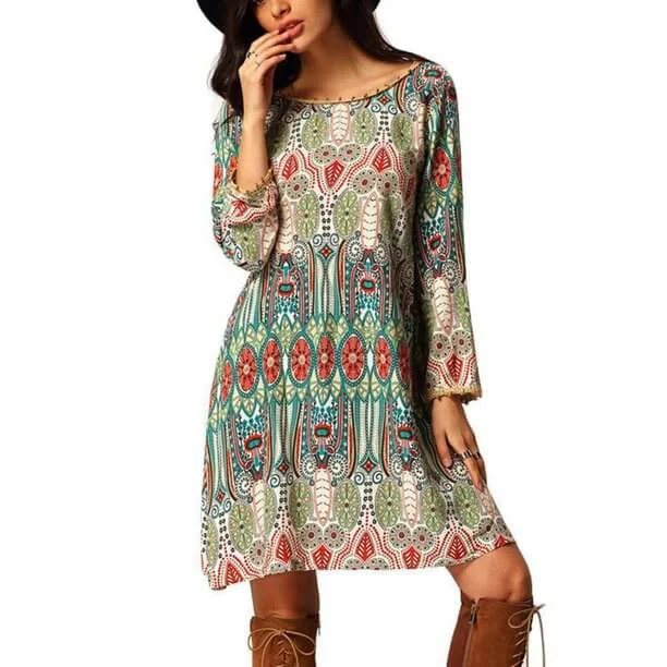 Women's Resort Apparel Casual Chic Boho Dress with Pom Details