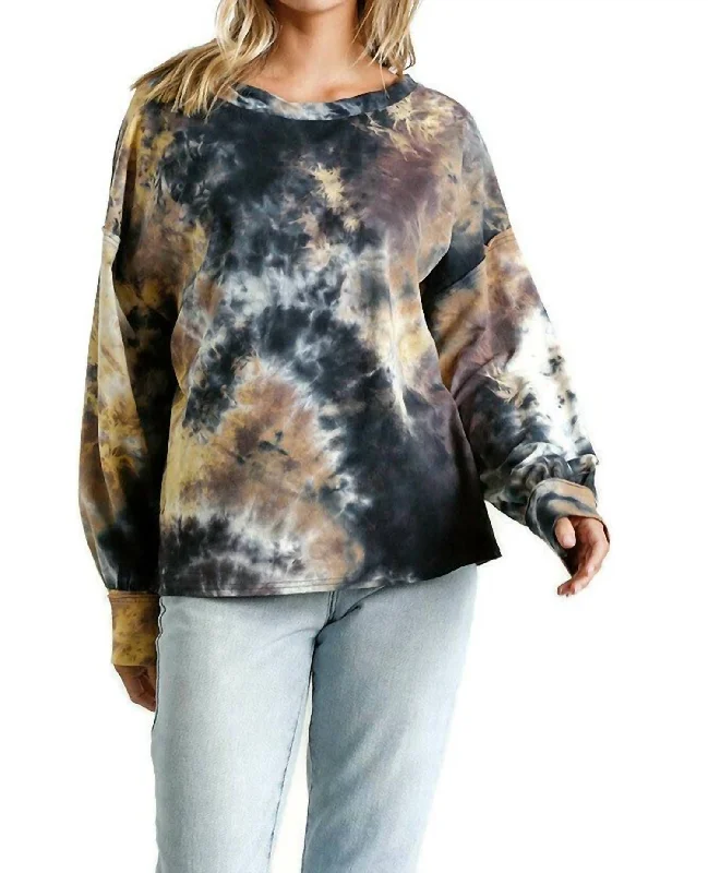 Stylish Clothes For Women Hot Picks Tie Dye Twisted Collar Sweater In Grey