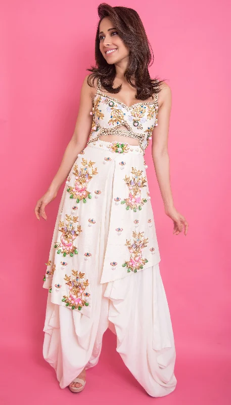 Women's Fashion-Forward Apparel Flash Sale Fever NUSHRAT BHARUCHA - White embellished Dhoti jumpsuit Women's Fashion-Forward Apparel Flash Sale Fever NUSHRAT BHARUCHA - White embellished Dhoti jumpsuit
