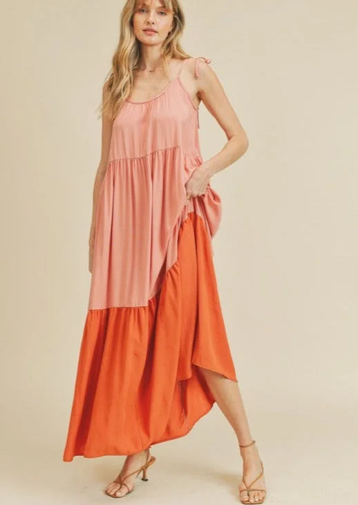 Women's Outerwear Attire Urban Fashion Morning Glory Color Block Sun Dress Made in USA Women's Outerwear Attire Urban Fashion Morning Glory Color Block Sun Dress Made in USA