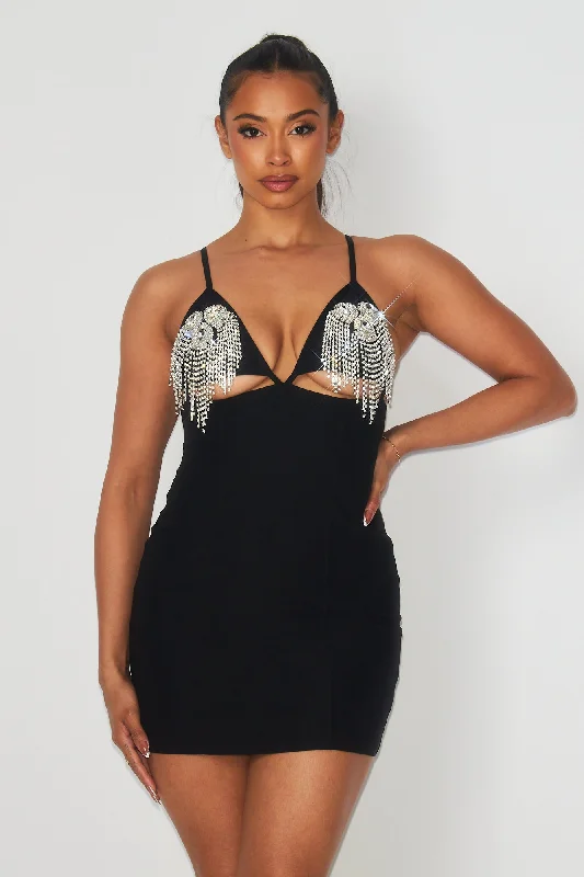 Women's Work Outfit Statement Fashion Offers Wish For You Rhinestone Embellished Mini Dress Women's Work Outfit Statement Fashion Offers Wish For You Rhinestone Embellished Mini Dress