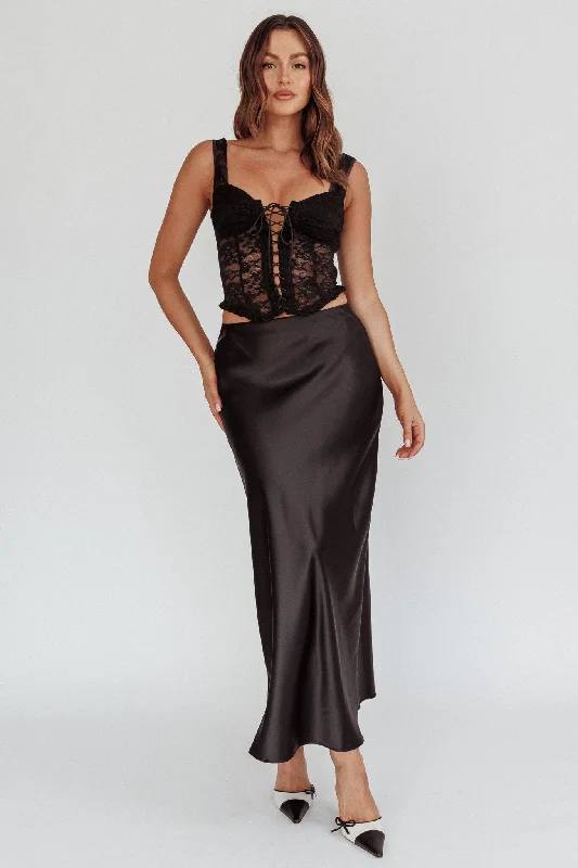 Vintage-Inspired Women's Clothes Sale Event, Prices Rock Unrequited Love Satin Maxi Skirt Black Vintage-Inspired Women's Clothes Sale Event, Prices Rock Unrequited Love Satin Maxi Skirt Black