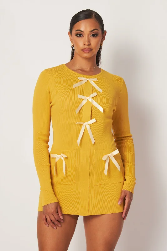 Women's Attire Street Chic Discounts Coraline Bow Detail Long Sleeve Knit Mini Dress Women's Attire Street Chic Discounts Coraline Bow Detail Long Sleeve Knit Mini Dress