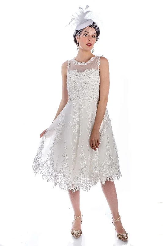 Women's Date Night Outfit Chic And Trendy 1950s Style Brielle Wedding Dress in White