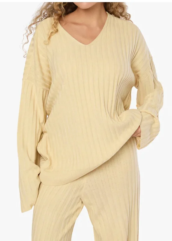 Women's Fashion Clothes Fashion Forward Oversized V Neck Sweater In Wheat