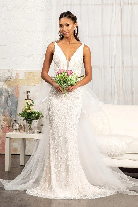 Women's Clothing Low Price Special Bridal Long Sleeveless Mermaid Mesh Wedding Gown Sale