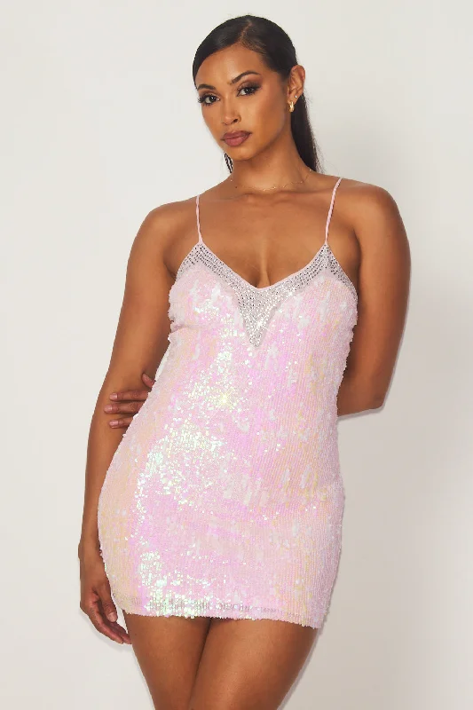 Women's Elegant Formal Outfit Exclusive Designer Style Deals Francia Sleeveless Rhinestone Sequin Mini Dress Women's Elegant Formal Outfit Exclusive Designer Style Deals Francia Sleeveless Rhinestone Sequin Mini Dress