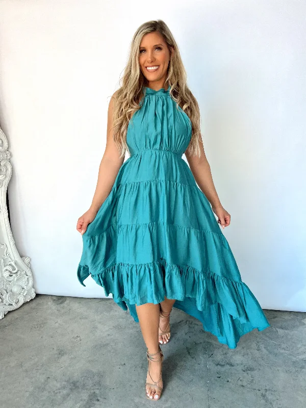 Women's Cozy Outfit For Lounging Unleash Your Trend Driven Style Greek Villa Halter Dress FINAL SALE