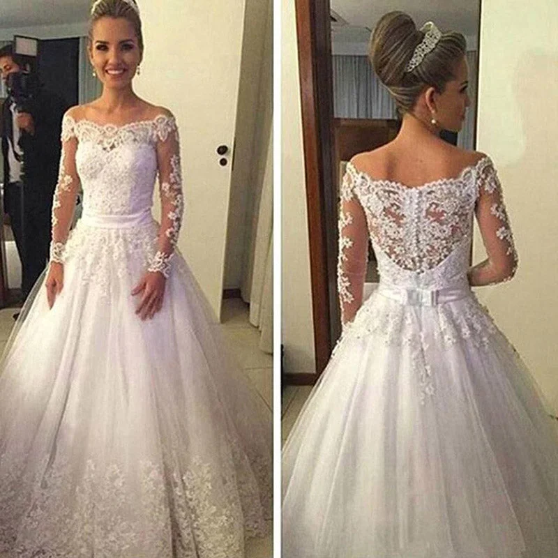 Classic Women's Apparel Flash Sale Fever Enchanting Off the Shoulder Wedding Dress with Long Sleeves Lace Bride Gown vestidos de noiva Classic Women's Apparel Flash Sale Fever Enchanting Off the Shoulder Wedding Dress with Long Sleeves Lace Bride Gown vestidos de noiva
